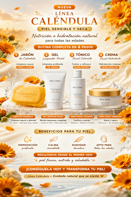 LÍNEA CALÉNDULA 🌿 PIEL SENSIBLE Y SECA BAJO CUIDADO NATURAL 🌿