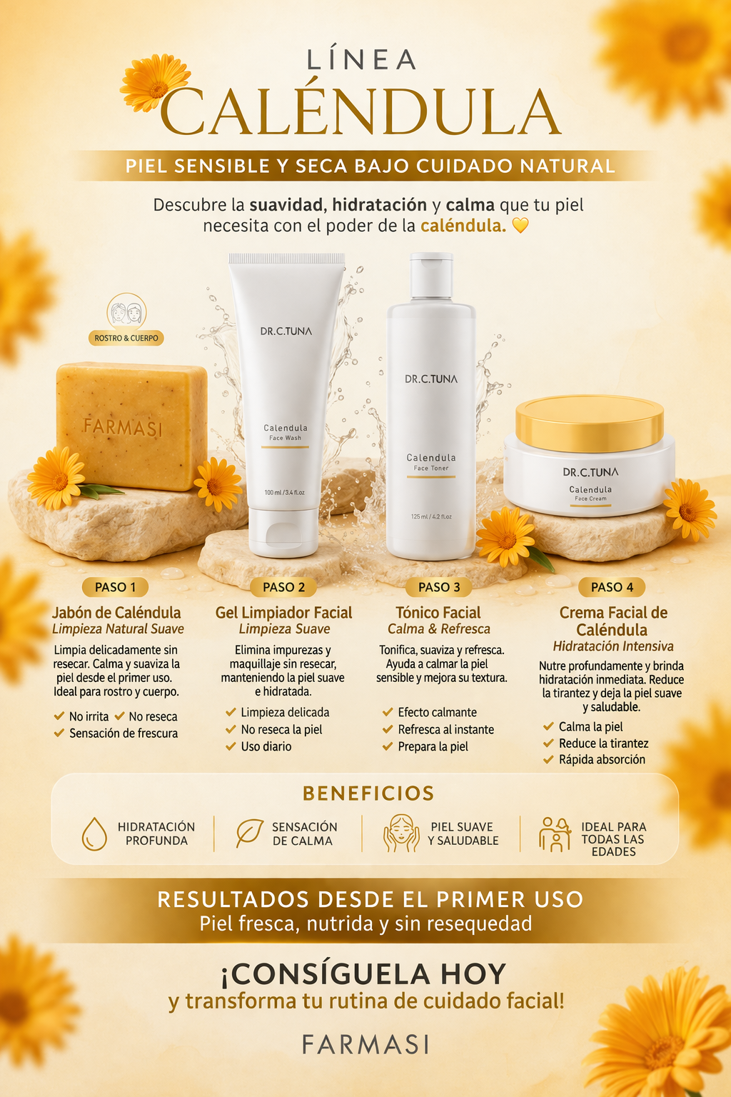 LÍNEA CALÉNDULA   🌿 PIEL SENSIBLE Y SECA BAJO CUIDADO NATURAL 🌿