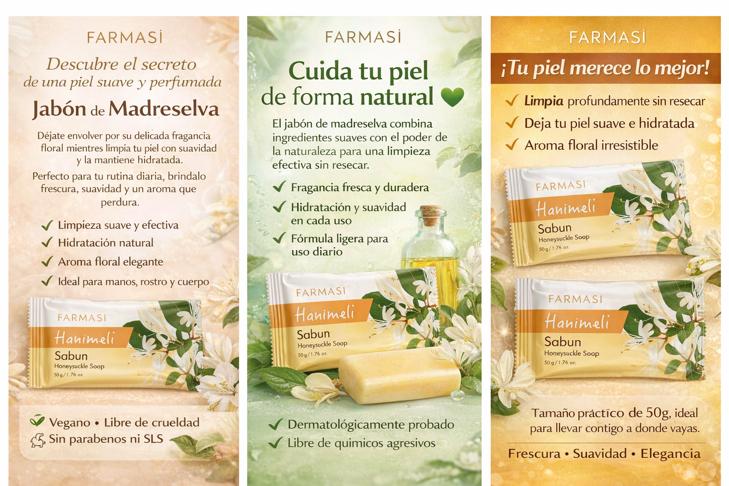 Honeysuckle Soap 50gr ✨ Consiénte  Siente la suavidad desde el primer uso